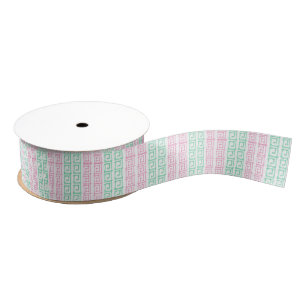 Waterverf roze en groene mahjong grosgrain lint