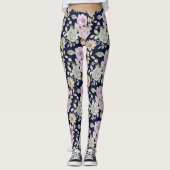 Waterverf Roze en Mint Groene Rozen Floral Boho Leggings (Voorkant)