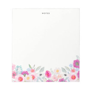 Waterverf Roze en Paarse Anemonen Garland Floral Notitieblok