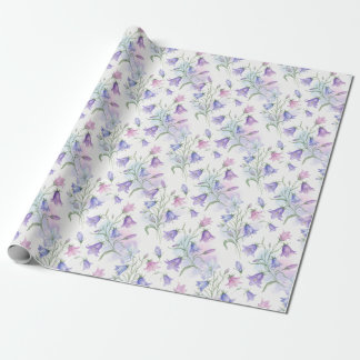 Waterverf Roze en Paarse Klokjesbloemen Cadeaupapier