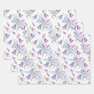 Waterverf Roze en Paarse Klokjesbloemen Inpakpapier Vel