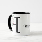 "Waterverf Roze en Paarse Rozen Initiaal 'H' Mok (Voorkant links)