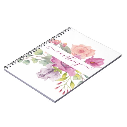 Waterverf roze en perzikkleurig notitieboek (Linkerzijde)