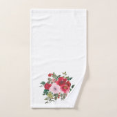 Waterverf roze en rode rozen op witte doek bad handdoek (Handdoek)