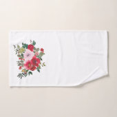 Waterverf roze en rode rozen op witte doek bad handdoek (Handdoek)