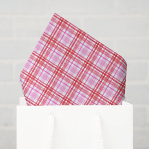 Waterverf roze en rood geruit tissuepapier