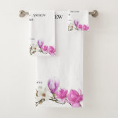 Waterverf Roze en White Magnolia Blossom Bad Handdoek (Insitu)