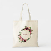 Waterverf Roze en Wijn gekleurde Bloemen met goud Tote Bag (Achterkant)