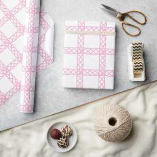 Waterverf Roze en Witte Bamboe Cadeaupapier