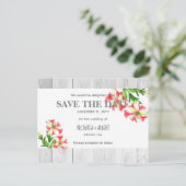 Waterverf Roze en Witte Petunias sparen de Datum Aankondigingskaart (Staand voorkant)