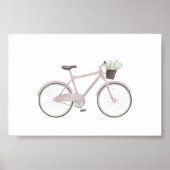 Waterverf  roze fiets met poster (Voorkant)
