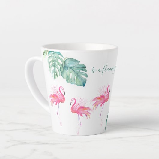 Waterverf Roze Flamingo Latte Mok (Linkerhoek)