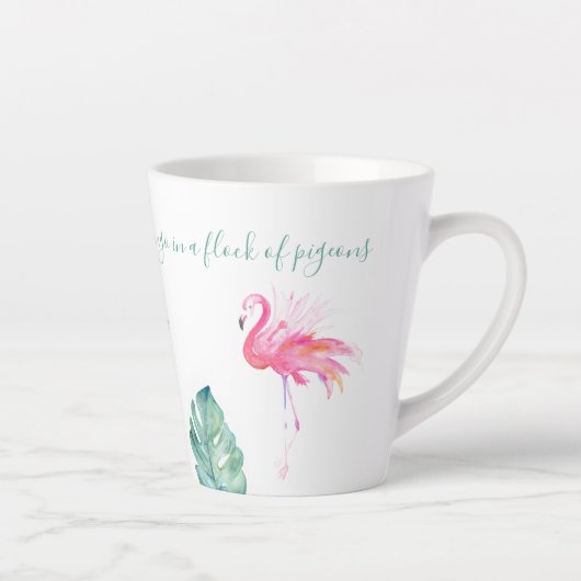 Waterverf Roze Flamingo Latte Mok (Rechts)