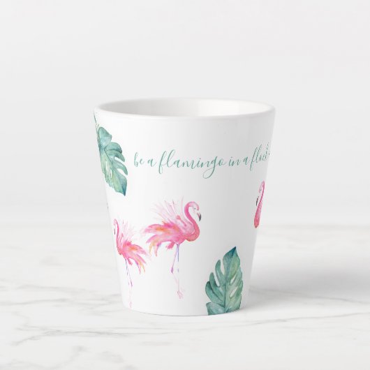 Waterverf Roze Flamingo Latte Mok (Voorkant)
