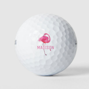 Waterverf Roze Flamingo Monogram Golfballen