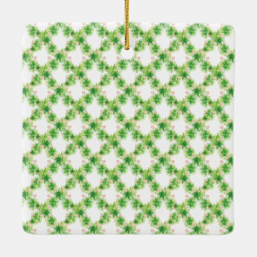 Waterverf Roze Flamingo Monogram Kam Kerst Keramisch Ornament (Achterkant)