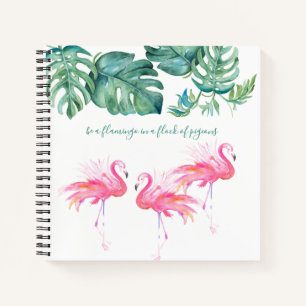 Waterverf Roze Flamingo Monstera Greenery Notitieboek