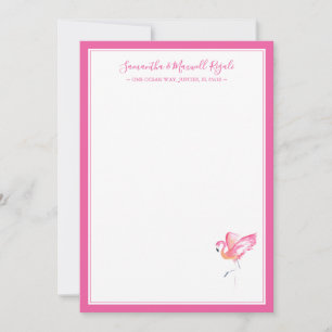 Waterverf Roze Flamingo Personal Stationery Notitiekaartje