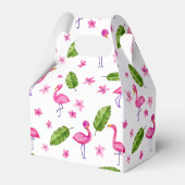 Waterverf Roze Flamingo Tropical Leaves Pattern F Bedankdoosjes (Achterkant)
