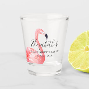 Waterverf roze flamingo vrijgezellenfeest shot glas