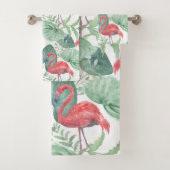 Waterverf Roze flamingos en bladeren. Bad Handdoek (Insitu)