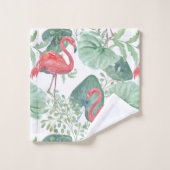Waterverf Roze flamingos en bladeren. Bad Handdoek (Wasdoekje)
