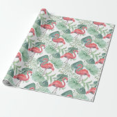 Waterverf Roze flamingos en bladeren Cadeaupapier (Uitgerold)