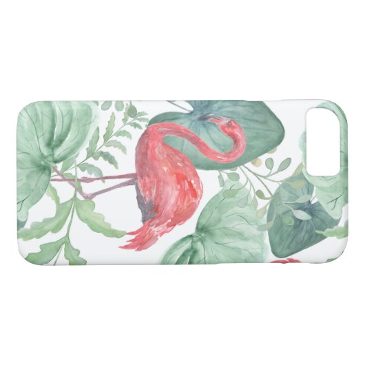 Waterverf Roze flamingos en bladeren. Case-Mate iPhone Case (Achterkant (Horizontaal))