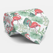 Waterverf Roze flamingos en bladeren. Stropdas (Opgerold)