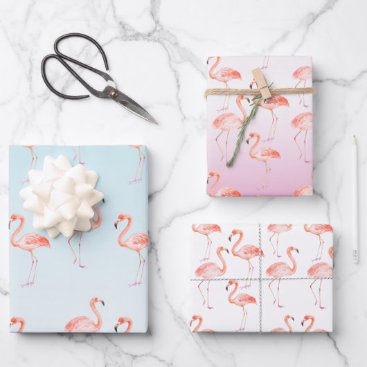 Waterverf roze flamingos inpakpapier vel (Voorkant)