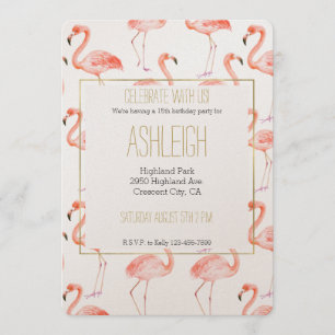 Waterverf roze flamingos kaart