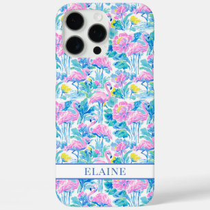 Waterverf Roze Flamingo's met Initialen iPhone 16 Pro Max Hoesje