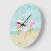 Waterverf Roze flamingos op het strand Grote Klok (Hoek)