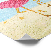 Waterverf Roze flamingos op het strand Poster (Hoek)