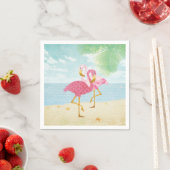 Waterverf Roze flamingos op het strand Servetten (Insitu)