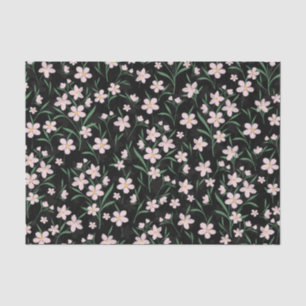 Waterverf Roze flesje met botanische zwarte patroo Tissuepapier