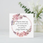 waterverf roze floraal feestdagenkaart (Staand voorkant)