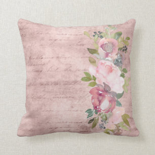 Waterverf Roze Floral Accent op het Manuscript van Kussen