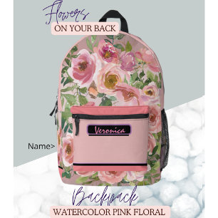 Waterverf Roze Floral Bedrukte Rugzak