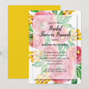 Waterverf Roze Floral Bridal Shower Invitations Kaart