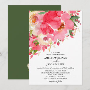 Waterverf - Roze - Floral bruiloft