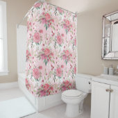 Waterverf Roze Floral Douchegordijn (In situ)