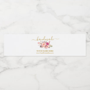 Waterverf Roze Floral Handgemaakte Wraparound Etik Waterfles Etiket