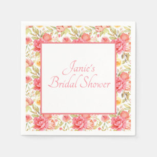 Waterverf Roze Floral Lijst Servet