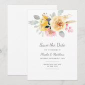 Waterverf Roze Floral Moderne botanische Save The Date (Voorkant / Achterkant)