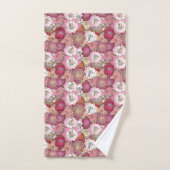  Waterverf Roze Floral Patroon Bad Handdoek (Handdoek)