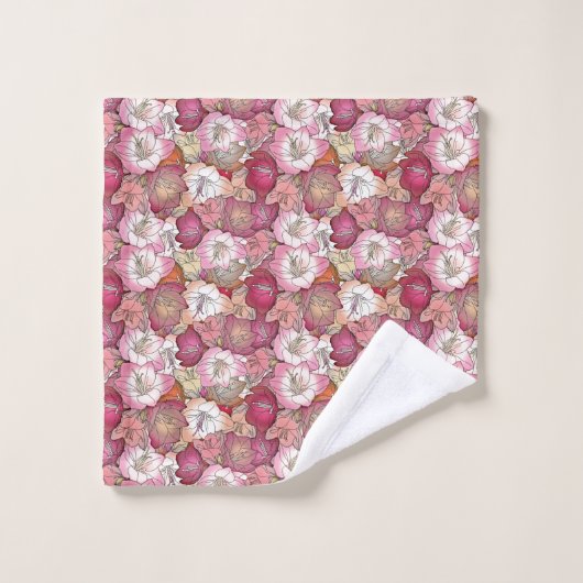  Waterverf Roze Floral Patroon Bad Handdoek (Wasdoekje)