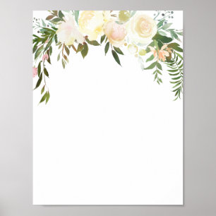 Waterverf Roze Floral Poster - Voeg je eigen tekst