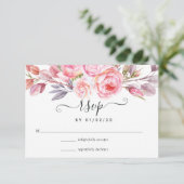 Waterverf Roze Floral RSVP Kaartje (Staand voorkant)