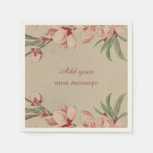  Waterverf Roze Floral Servetten (Voorkant)